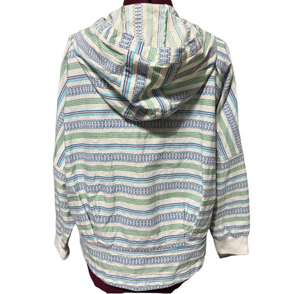 ANTHROPOLOGIE Striped Zip Long Sleeve Hoodie Stretch Jacket EUC Small Medium - Picture 7 of 12